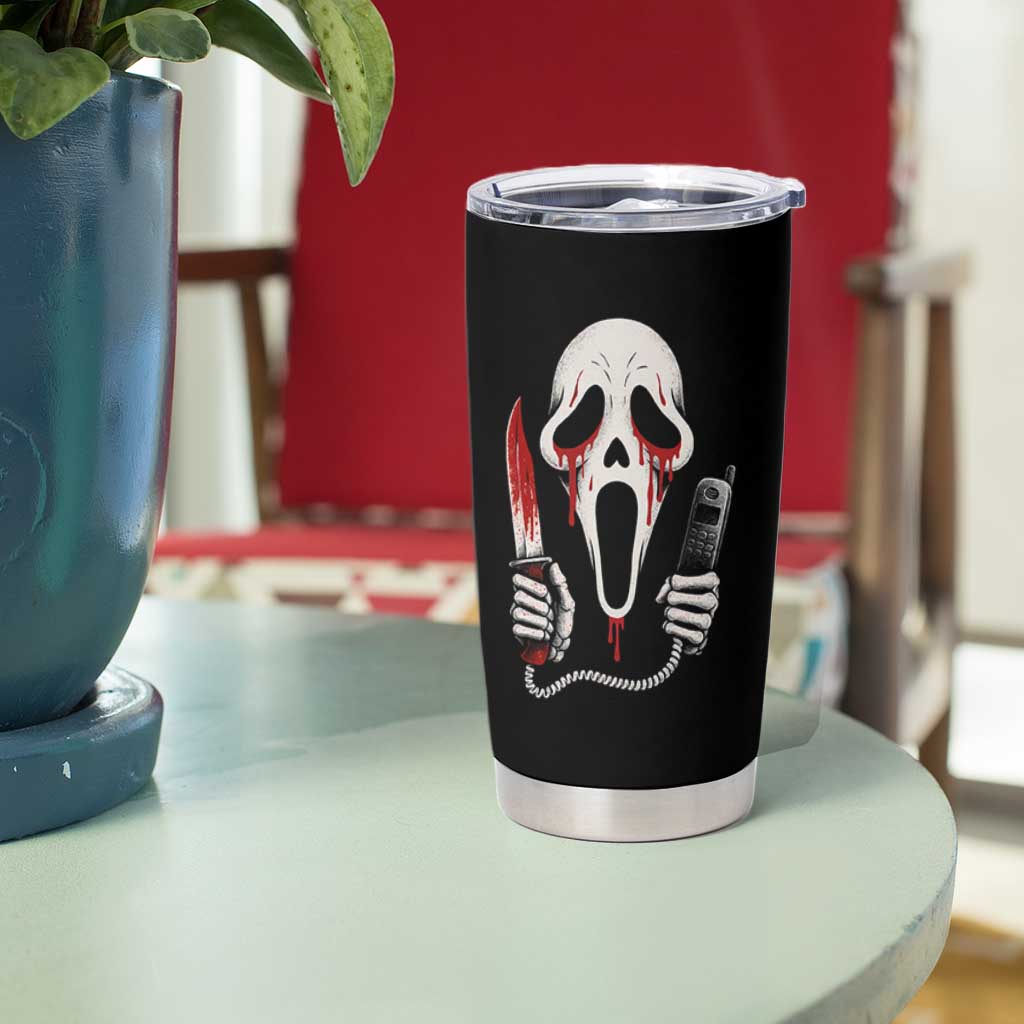 Funny Halloween Scary Face Ghost Tumbler Cup Horror Slasher Bloody Knife - Wonder Print Shop