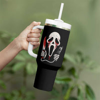 Funny Halloween Scary Face Ghost Tumbler With Handle Horror Slasher Bloody Knife - Wonder Print Shop