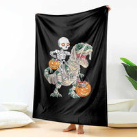 Funny Skeleton Riding Mummy Dinosaur Halloween Throw Blanket - Wonder Print Shop