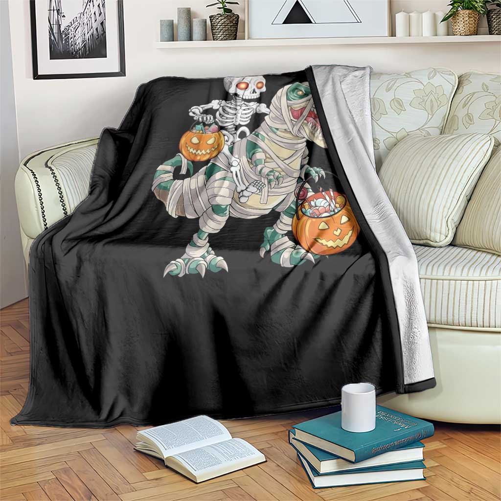 Funny Skeleton Riding Mummy Dinosaur Halloween Throw Blanket - Wonder Print Shop