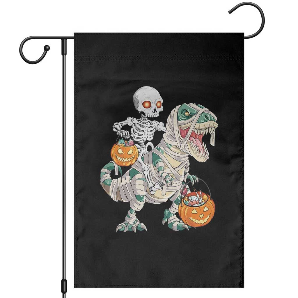 Funny Skeleton Riding Mummy Dinosaur Halloween Garden Flag - Wonder Print Shop