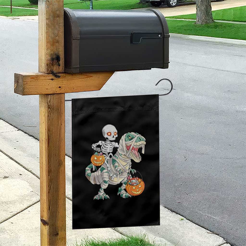 Funny Skeleton Riding Mummy Dinosaur Halloween Garden Flag - Wonder Print Shop