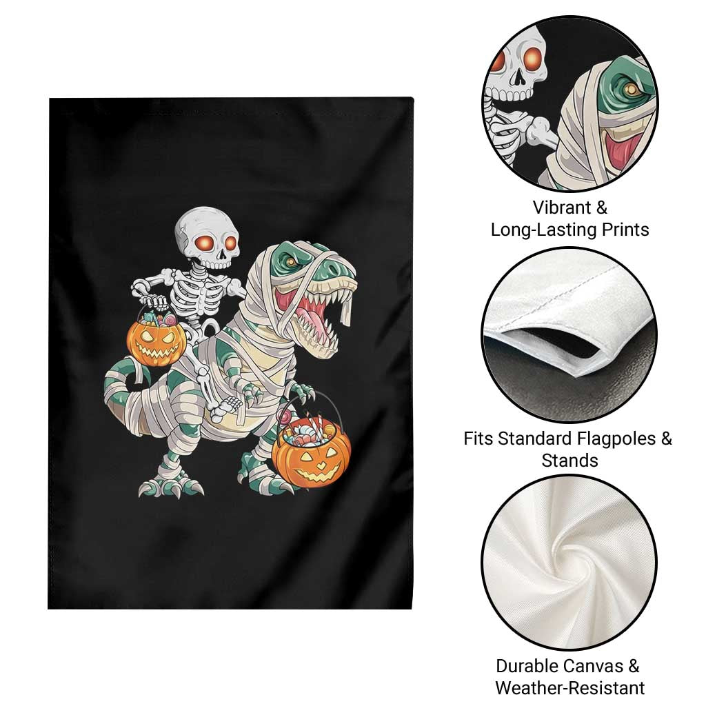 Funny Skeleton Riding Mummy Dinosaur Halloween Garden Flag - Wonder Print Shop