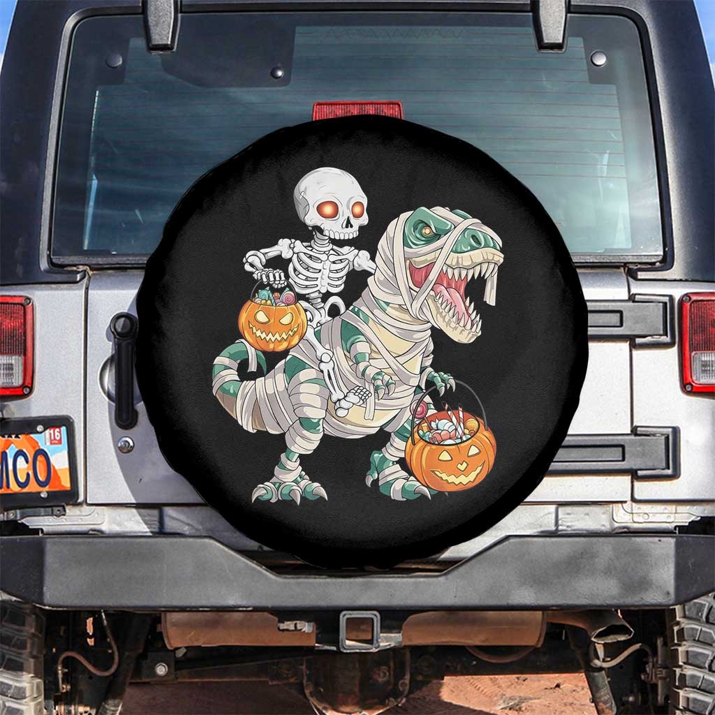 Funny Skeleton Riding Mummy Dinosaur Halloween Spare Tire Cover - Wonder Print Shop