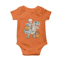 Funny Skeleton Riding Mummy Dinosaur Halloween Baby Onesie - Wonder Print Shop