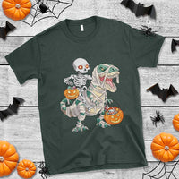 Funny Skeleton Riding Mummy Dinosaur Halloween T Shirt - Wonder Print Shop