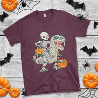Funny Skeleton Riding Mummy Dinosaur Halloween T Shirt - Wonder Print Shop