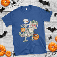 Funny Skeleton Riding Mummy Dinosaur Halloween T Shirt - Wonder Print Shop