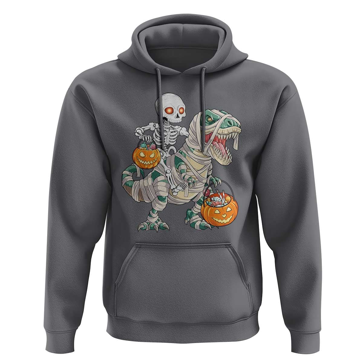 Funny Skeleton Riding Mummy Dinosaur Halloween Hoodie - Wonder Print Shop