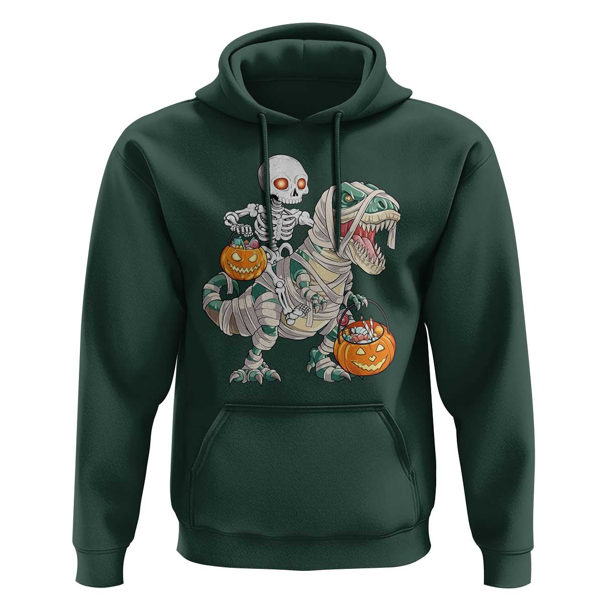 Funny Skeleton Riding Mummy Dinosaur Halloween Hoodie - Wonder Print Shop
