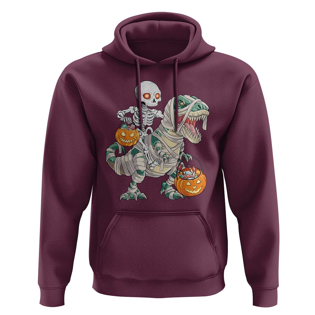 Funny Skeleton Riding Mummy Dinosaur Halloween Hoodie - Wonder Print Shop