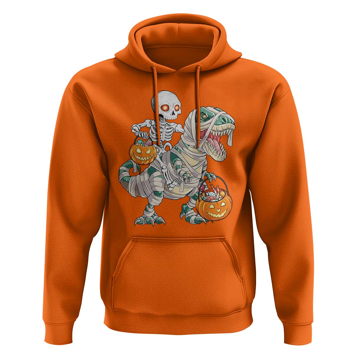 Funny Skeleton Riding Mummy Dinosaur Halloween Hoodie - Wonder Print Shop