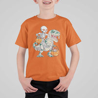 Funny Skeleton Riding Mummy Dinosaur Halloween T Shirt For Kid - Wonder Print Shop
