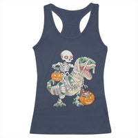 Funny Skeleton Riding Mummy Dinosaur Halloween Racerback Tank Top - Wonder Print Shop