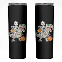 Funny Skeleton Riding Mummy Dinosaur Halloween Skinny Tumbler - Wonder Print Shop