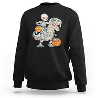 Funny Skeleton Riding Mummy Dinosaur Halloween Sweatshirt - Wonder Print Shop