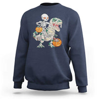 Funny Skeleton Riding Mummy Dinosaur Halloween Sweatshirt - Wonder Print Shop