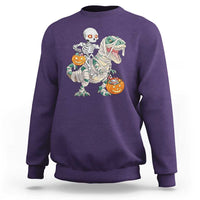 Funny Skeleton Riding Mummy Dinosaur Halloween Sweatshirt - Wonder Print Shop