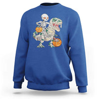 Funny Skeleton Riding Mummy Dinosaur Halloween Sweatshirt - Wonder Print Shop