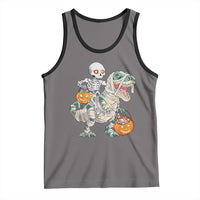 Funny Skeleton Riding Mummy Dinosaur Halloween Tank Top - Wonder Print Shop
