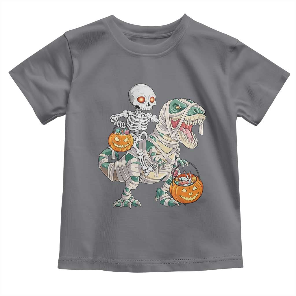 Funny Skeleton Riding Mummy Dinosaur Halloween Toddler T Shirt - Wonder Print Shop