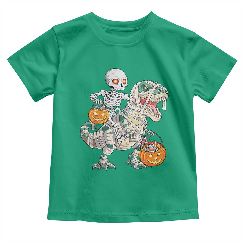 Funny Skeleton Riding Mummy Dinosaur Halloween Toddler T Shirt - Wonder Print Shop