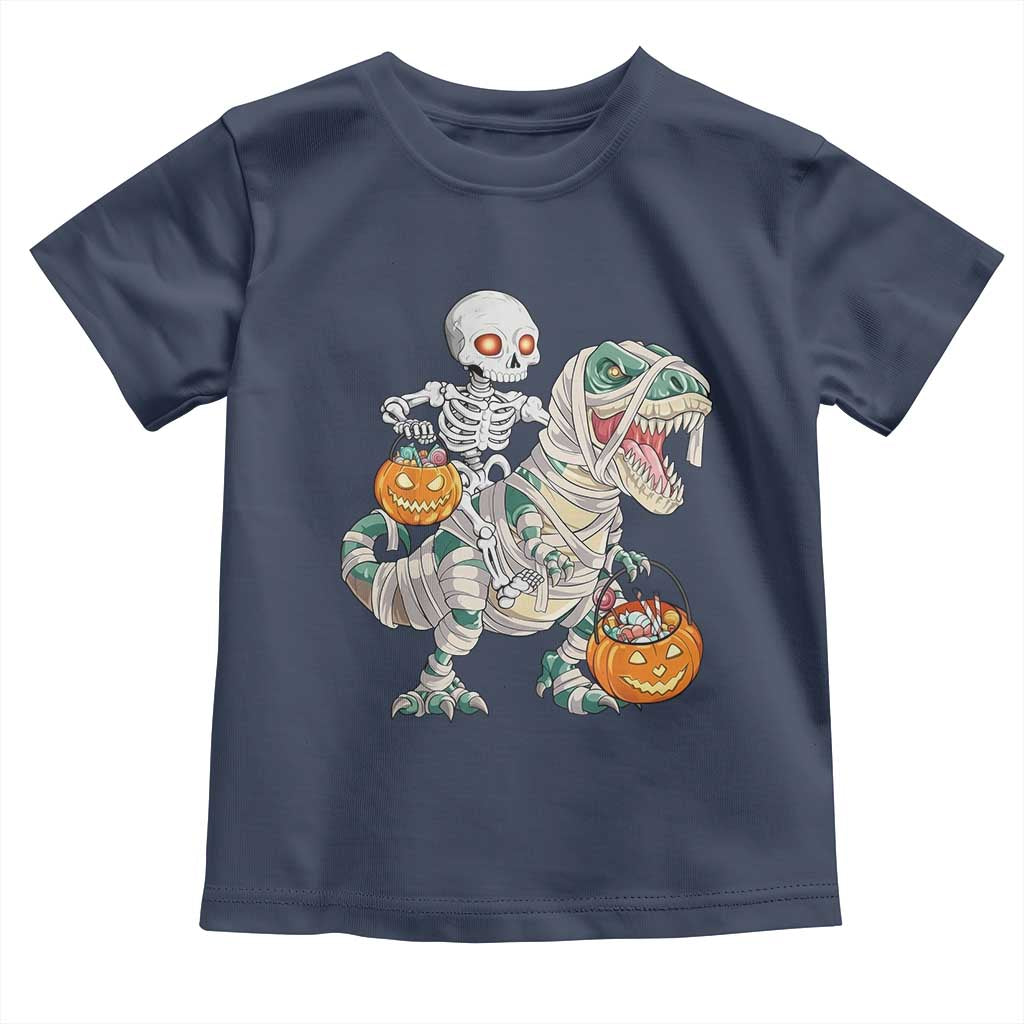 Funny Skeleton Riding Mummy Dinosaur Halloween Toddler T Shirt - Wonder Print Shop