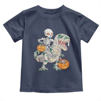 Funny Skeleton Riding Mummy Dinosaur Halloween Toddler T Shirt - Wonder Print Shop
