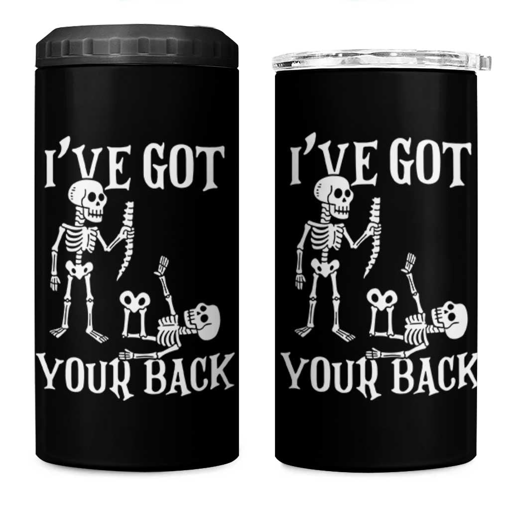 Funny I Got Your Back 4 in 1 Can Cooler Tumbler Halloween Skeleton Skull - Wonder Print Shop
