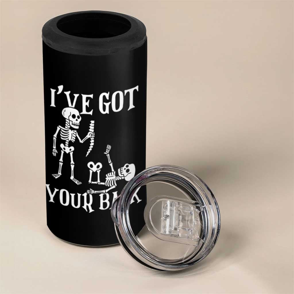 Funny I Got Your Back 4 in 1 Can Cooler Tumbler Halloween Skeleton Skull - Wonder Print Shop