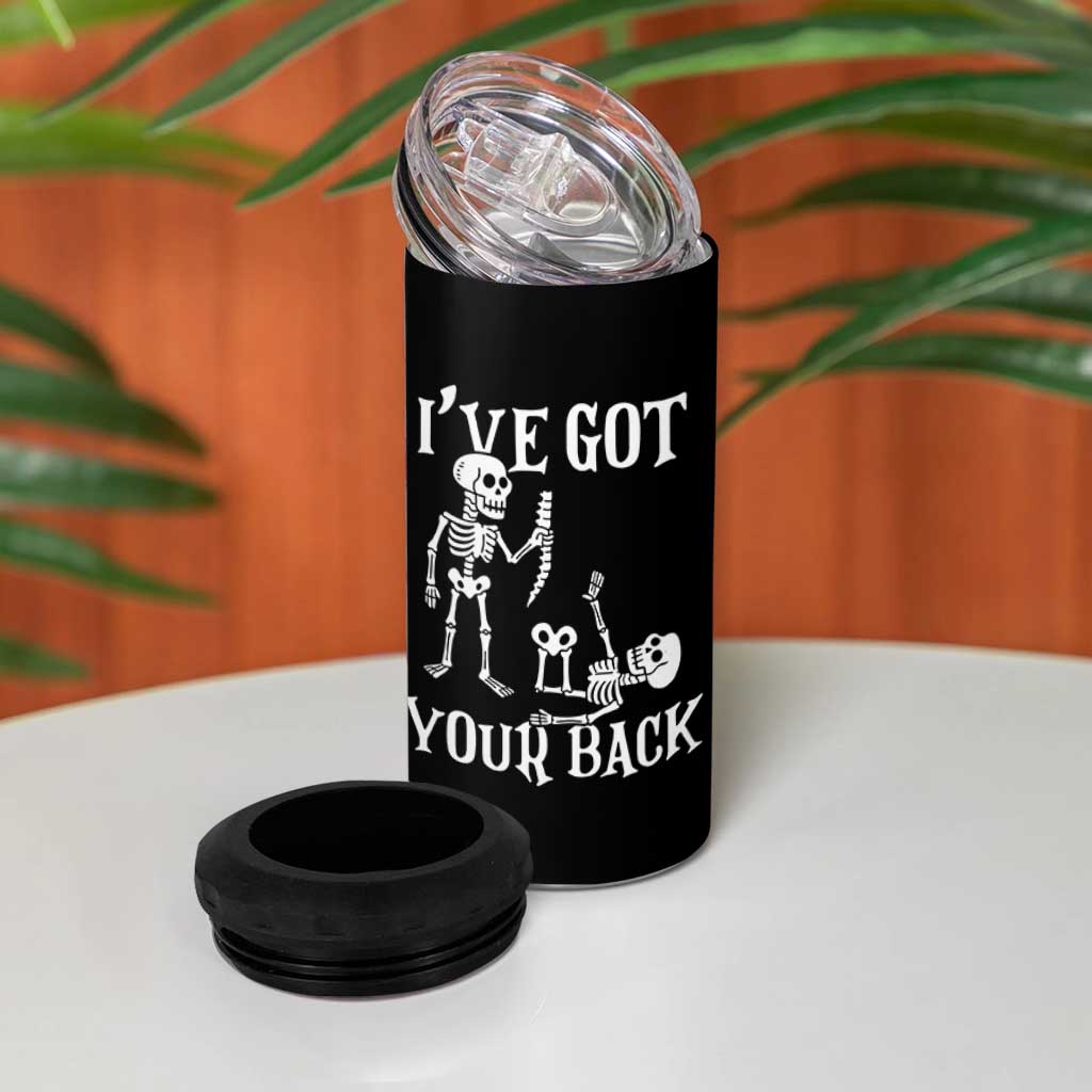 Funny I Got Your Back 4 in 1 Can Cooler Tumbler Halloween Skeleton Skull - Wonder Print Shop