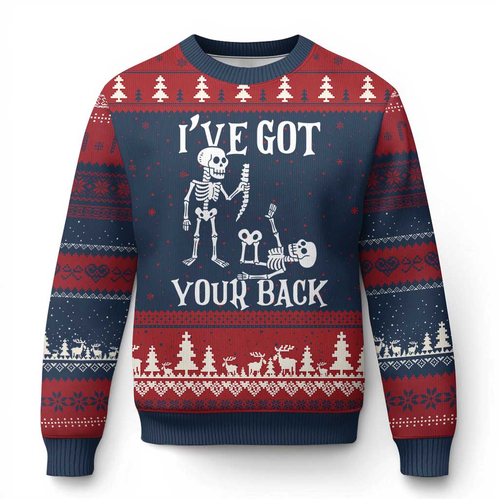 Funny I Got Your Back Ugly Christmas Sweater Halloween Skeleton Skull - Wonder Print Shop