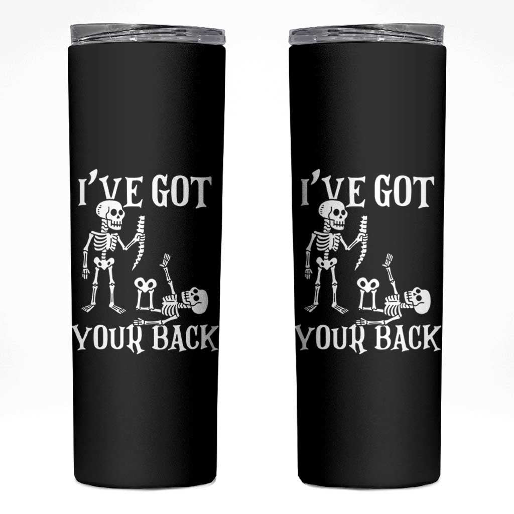 Funny I Got Your Back Skinny Tumbler Halloween Skeleton Skull - Wonder Print Shop