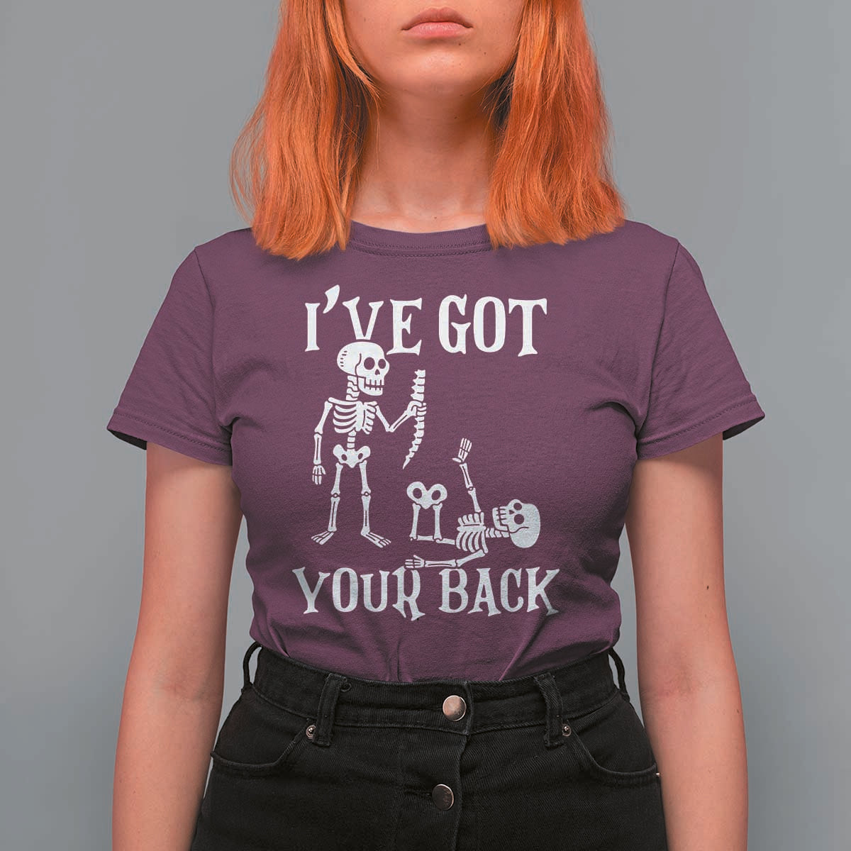 Funny I Got Your Back T Shirt For Women Halloween Skeleton Skull - Wonder Print Shop