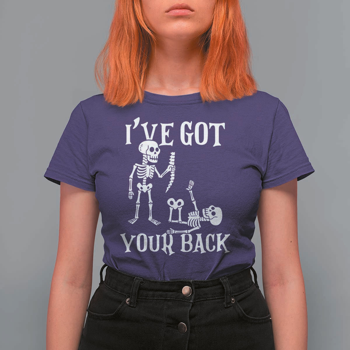 Funny I Got Your Back T Shirt For Women Halloween Skeleton Skull - Wonder Print Shop