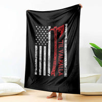 Viking Til Valhalla Throw Blanket Norse Mythology Axe USA Flag - Wonder Print Shop