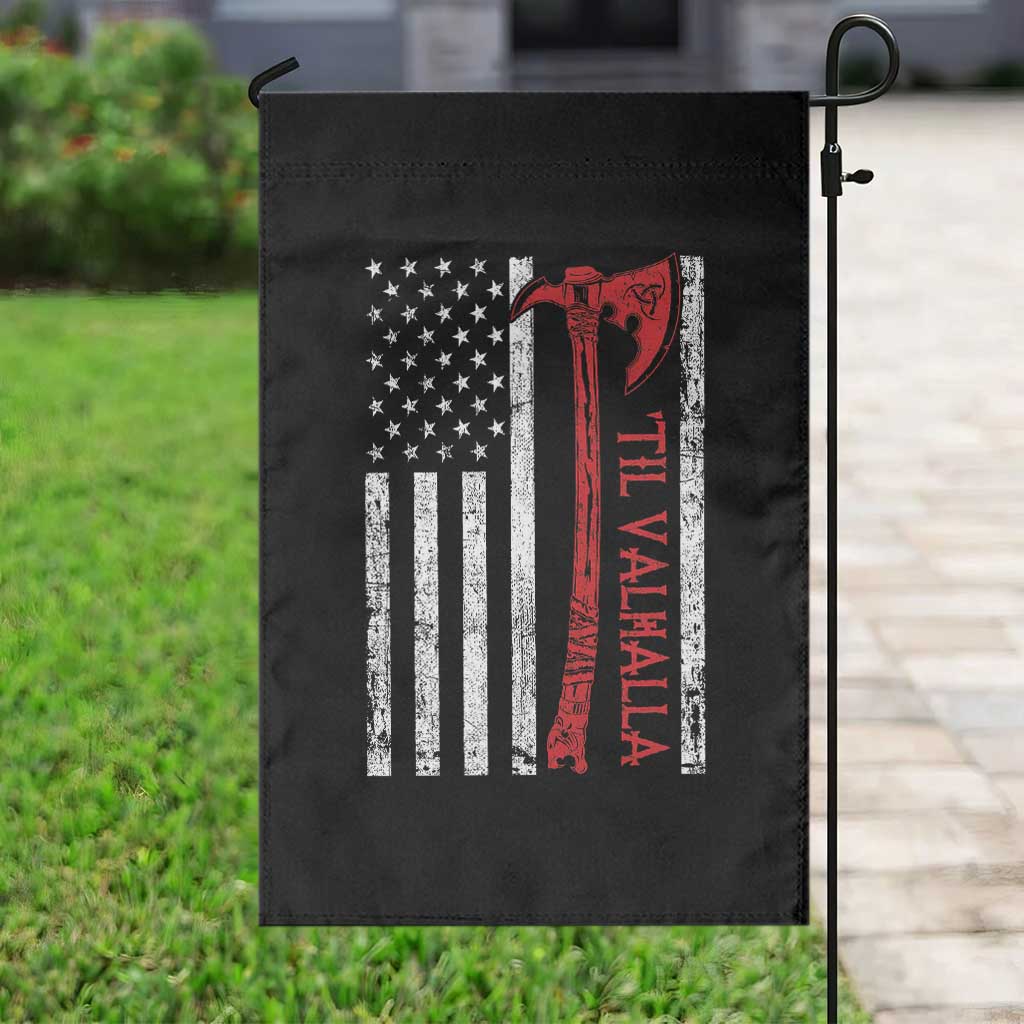Viking Til Valhalla Garden Flag Norse Mythology Axe USA Flag - Wonder Print Shop
