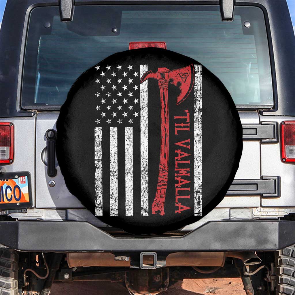 Viking Til Valhalla Spare Tire Cover Norse Mythology Axe USA Flag - Wonder Print Shop
