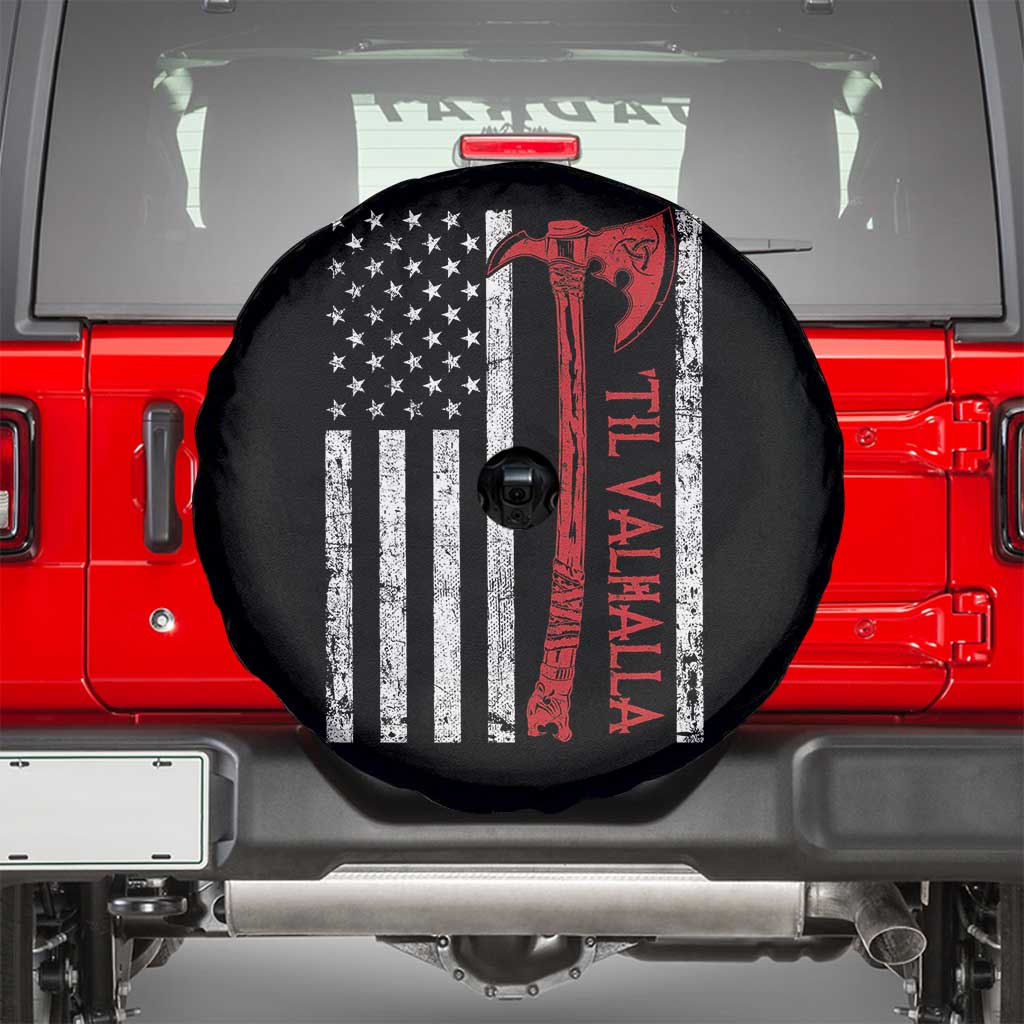 Viking Til Valhalla Spare Tire Cover Norse Mythology Axe USA Flag - Wonder Print Shop