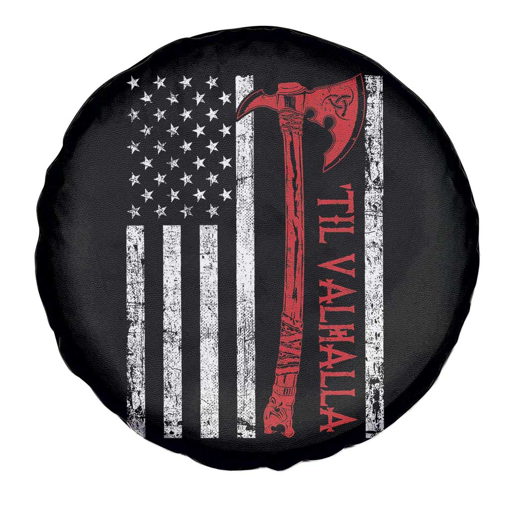 Viking Til Valhalla Spare Tire Cover Norse Mythology Axe USA Flag - Wonder Print Shop