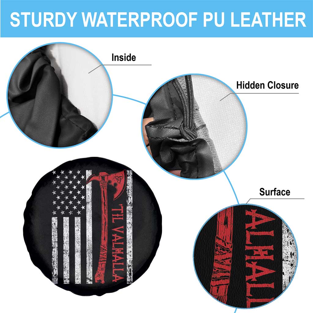 Viking Til Valhalla Spare Tire Cover Norse Mythology Axe USA Flag - Wonder Print Shop