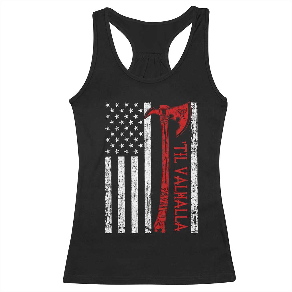 Viking Til Valhalla Racerback Tank Top Norse Mythology Axe USA Flag - Wonder Print Shop