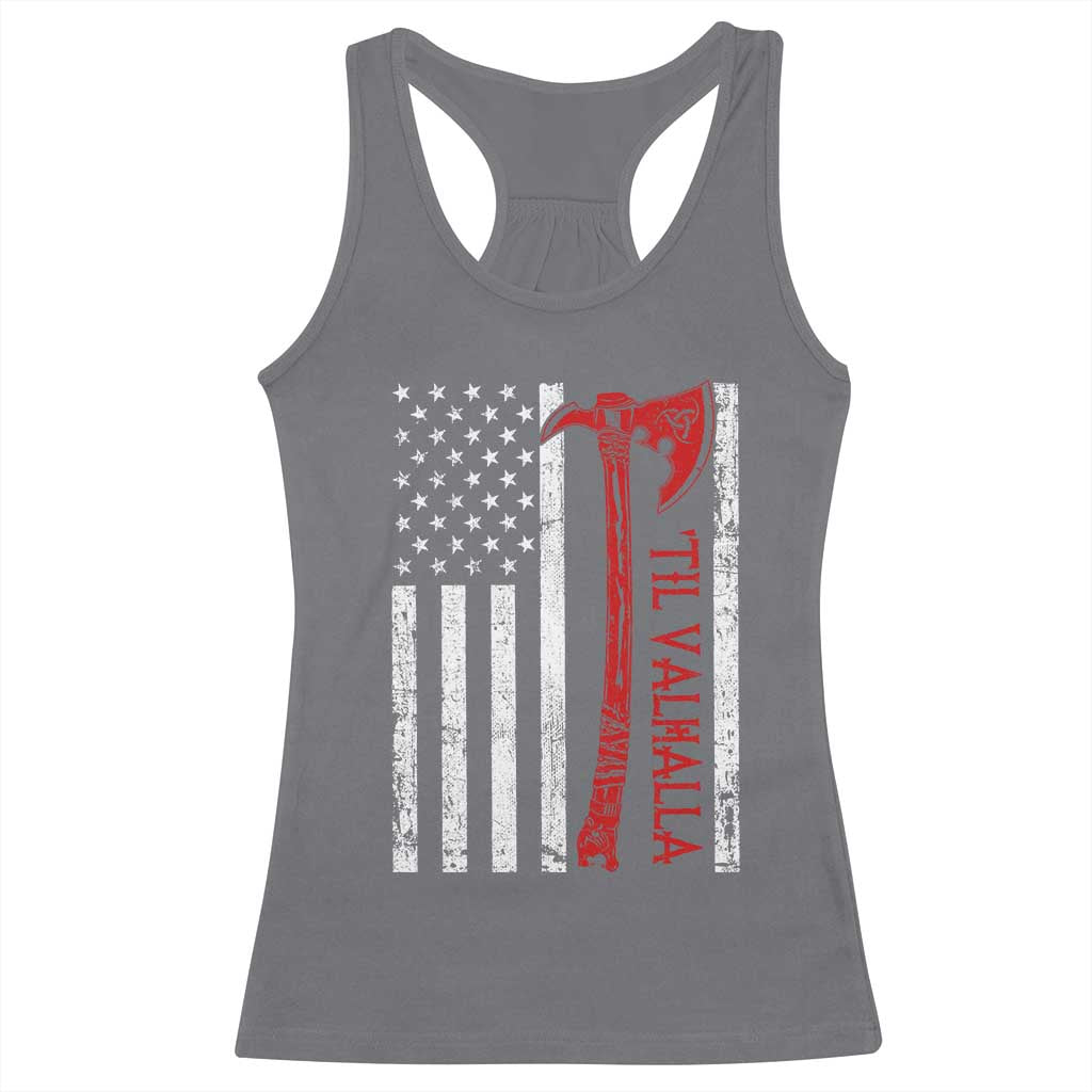 Viking Til Valhalla Racerback Tank Top Norse Mythology Axe USA Flag - Wonder Print Shop
