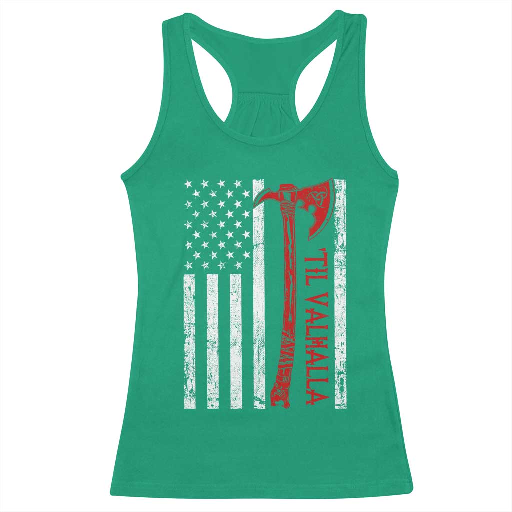 Viking Til Valhalla Racerback Tank Top Norse Mythology Axe USA Flag - Wonder Print Shop