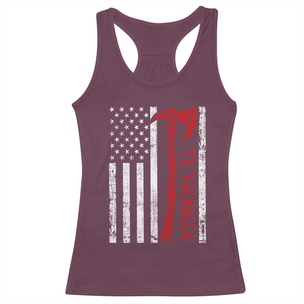 Viking Til Valhalla Racerback Tank Top Norse Mythology Axe USA Flag - Wonder Print Shop
