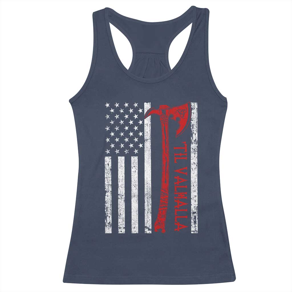 Viking Til Valhalla Racerback Tank Top Norse Mythology Axe USA Flag - Wonder Print Shop