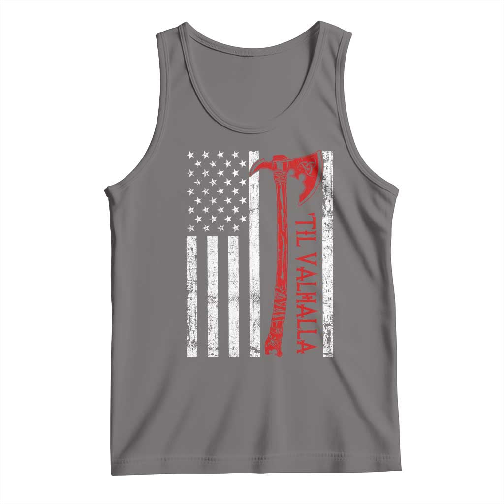 Viking Til Valhalla Tank Top Norse Mythology Axe USA Flag - Wonder Print Shop