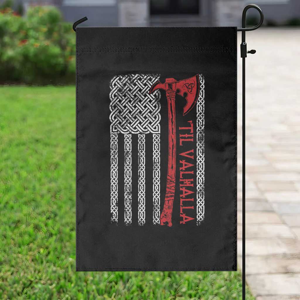 Viking Til Valhalla Garden Flag Norse Mythology Axe Celtic Knot USA Flag - Wonder Print Shop