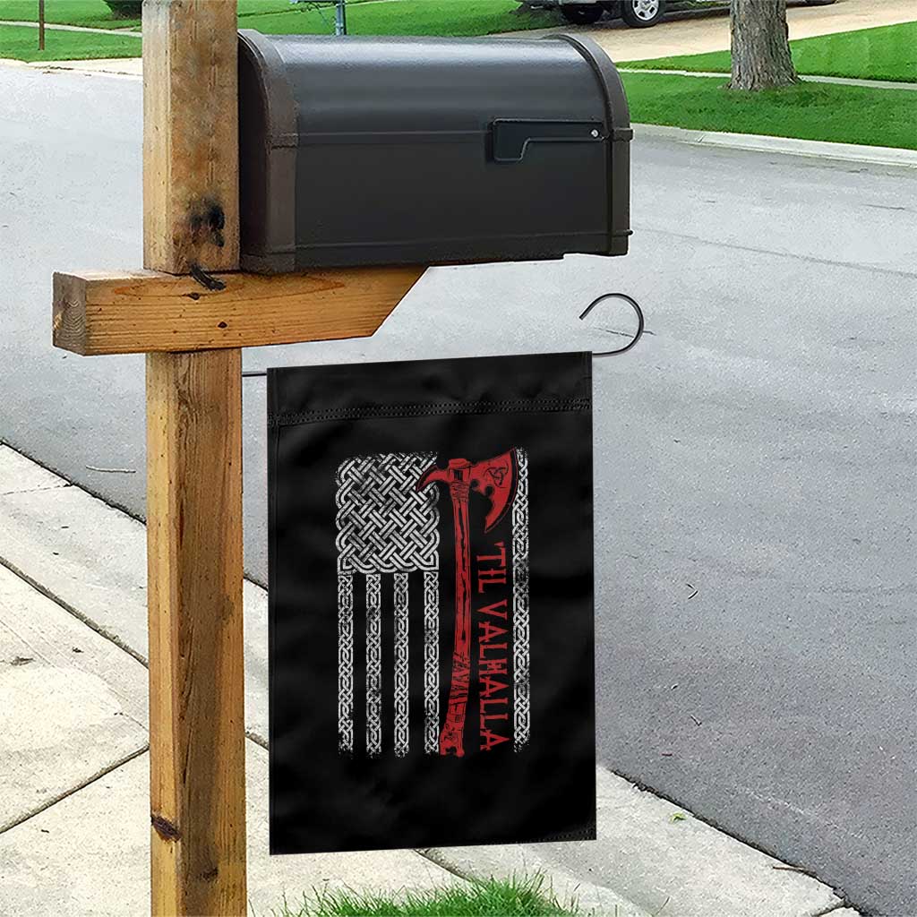 Viking Til Valhalla Garden Flag Norse Mythology Axe Celtic Knot USA Flag - Wonder Print Shop