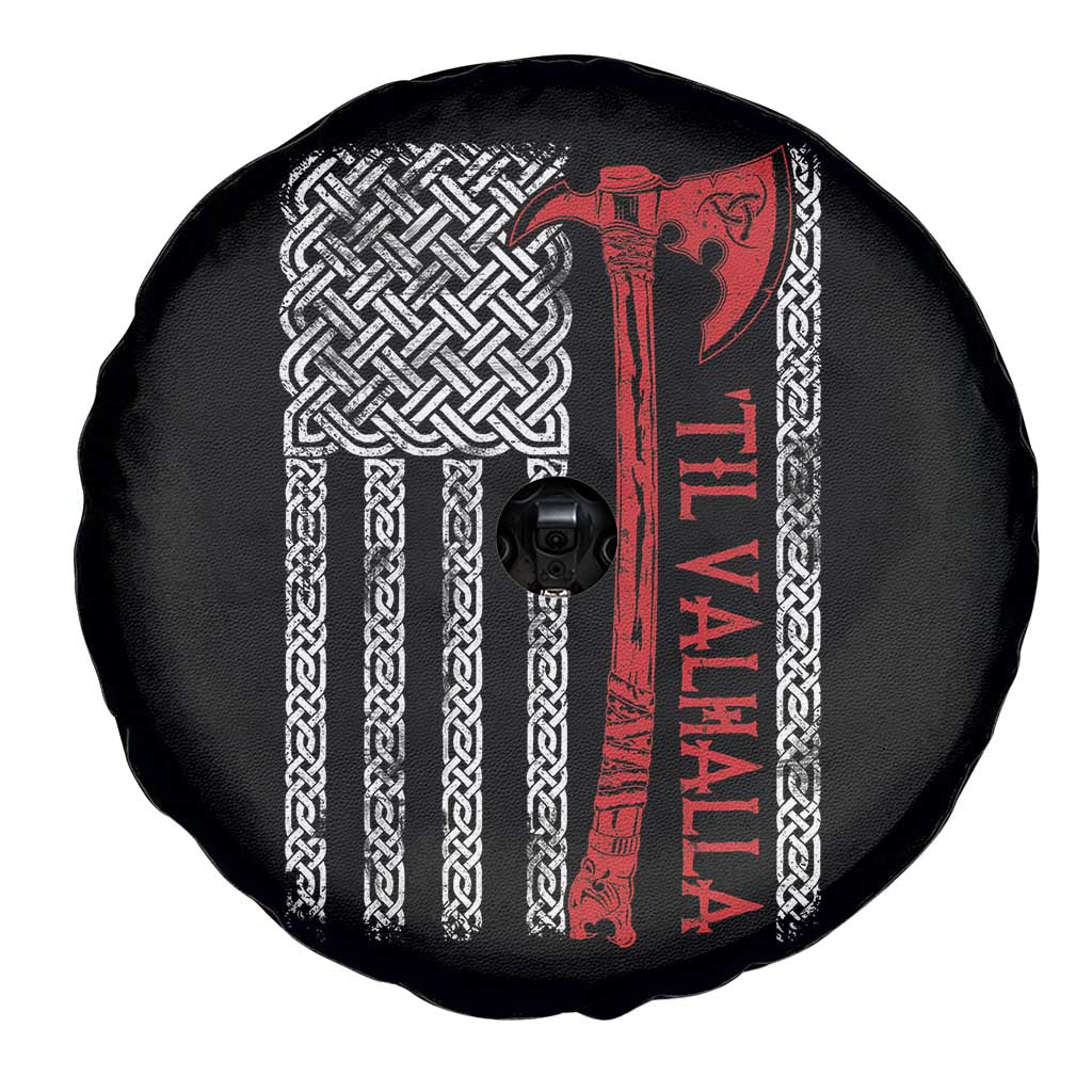 Viking Til Valhalla Spare Tire Cover Norse Mythology Axe Celtic Knot USA Flag - Wonder Print Shop
